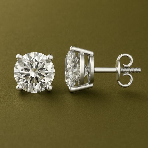 1 CT Lab Grown Diamond Stud Earrings 14K Solid Gold White G VS NWT Appraisal - Picture 1 of 7